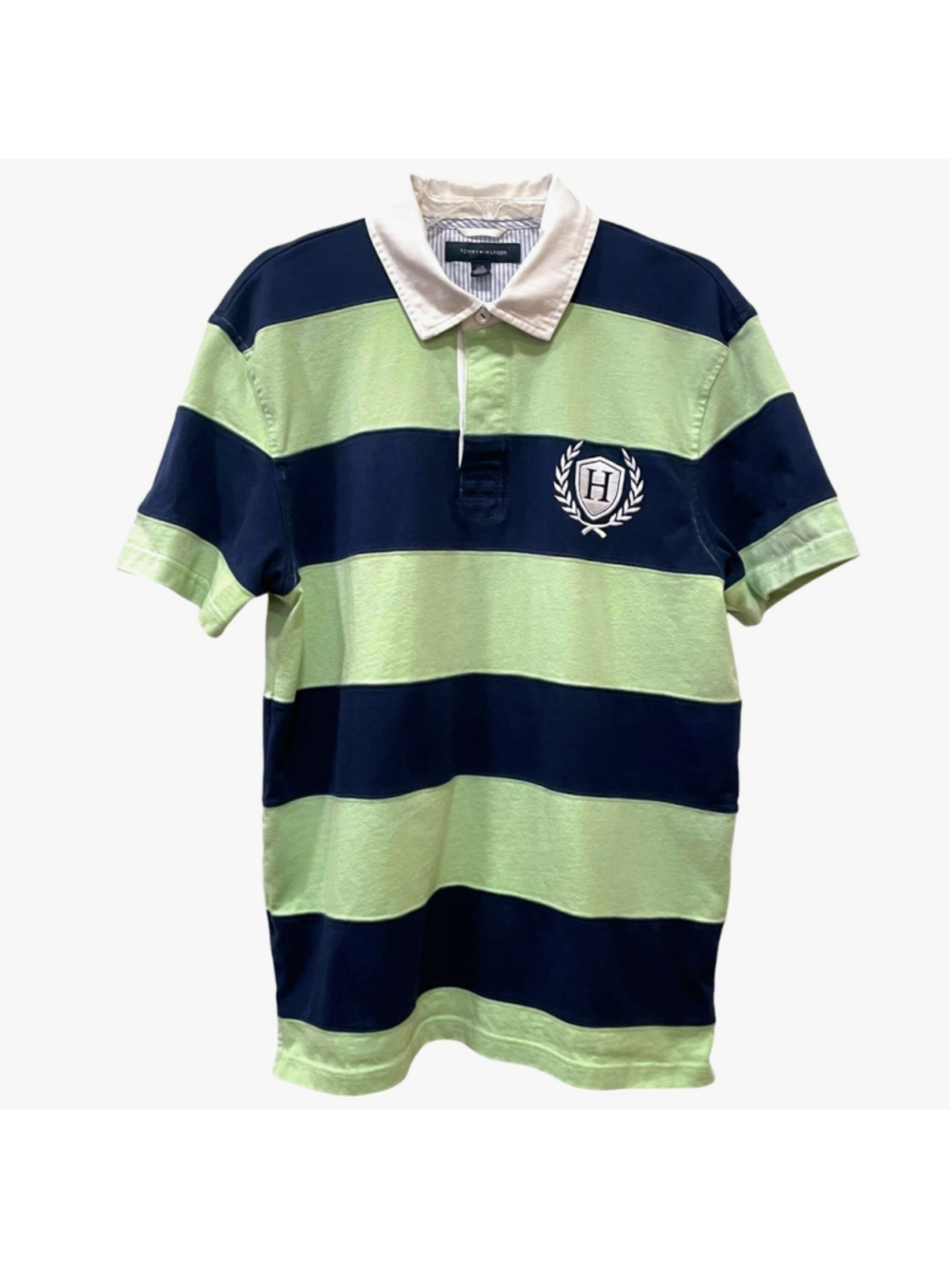 Tommy Hilfiger Boys Size Large Polo Shirt Striped Embroidered Rugby Y2K #8 - Picture 2 of 15